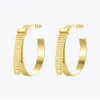 Huggie En-Fashion Cable Tie Knot Hoop Moucles d'oreilles pour les femmes Personnalité en acier inoxydable Gold Color Coucles d'oreilles Boulais de mode 2020 E1157