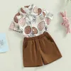 Kleidungssets 1222 Lioraitiin 05 Jahre Baby Kinder Jungen Ostern Shorts Set Kurzarm Kaninchen Print Buttondown Hemd 230522