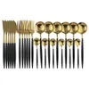 Neue 24 stücke Gold Geschirr Set Edelstahl Geschirr Set Messer Gabel Löffel Besteck Set Spülmaschinenfest Besteck Besteck Set Großhandel