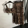 Conjunto de vestido tanques leopardo luxo feminino letras sem manga tops saias sexy estilo de rua moda midi saias