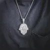 Necklaces Gold color hip hop iced out bling men boy jewelry hiphop rock Punk ice square cz hamsa hand fatima's hand pendant necklace