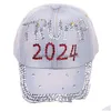 Ballkappen 9 Stile 2024 Trump Diamond Baseball Cap Verstellbare Denim Sonnenhut Sport Lässige Baumwolle Drop Lieferung Modeaccessoires H Dhgit