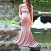 Sukienki macierzyńskie z ramion sukienki macierzyńskie do sesji zdjęciowej eleganckie ciąży maxi suknie fotograficzne Baby Shower sukienki dla kobiet w ciąży T230523