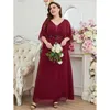 Vestidos de talla grande rosa rojo gasa manga corta verano vestido de noche fiesta graduación elegante lujo 5XL6XL mujer