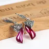 Knot Jiashuntai Retro Silver Sapphire Ruby Garnet Fox Earrings For Women Vintage 100% 925 Sterling Silver Gemstone F smycken