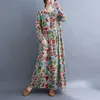 Casual Dresses Cotton Vintage Floral Print Long Sleeve Spring Autumn For Women 2023 Loose Elegant Dress Beach Robe Longue Femme WD32