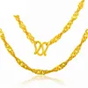 Chaînes Collier en or jaune massif 24 carats Chaîne de vague d'eau pour femme 4,41 g