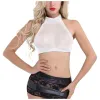 Set di reggiseni Clubwear da donna Top a maniche corte trasparenti T-shirt trasparente da donna in pura maglia da donna Summer Sexy Crop