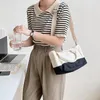 Avondtassen Koreaanse kleurblokkerende canvas handtas mode trend casual tote schouder messenger tas