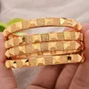 Bangle 4Pcs Ethiopian Gold Color Personality Square Bangles For Men Women Dubai Bride Wedding Bracelet African Arab Jewelry Middle East