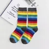 Femmes chaussettes femmes arc-en-ciel amoureux printemps été imprimé coloré rayure coton Sport de plein air rue Harajuku Kawai hommes