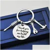 Keychains Lanyards Stainless Steel Keychain Pendant Fathers Day Gift If Dad Cant Fix It Hammer Screwdriver Wrench Key Chain Family Dh85C