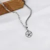 Tour de cou coréen mode personnalité asymétrique chaîne pentagramme pendentif collier décontracté Vintage creux collier