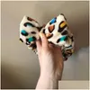 Party Favor Leopard pannband Coral Fleece Ladies Wash Face pannband Bow Hair Band 6 Colors Drop Delivery Home Garden Festive Supplie Dhjx3