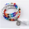 Pulseiras de pedra natural de miçanga de 6 mm de pulseira de pulseiras de pulseiras cura de meditação 7 chakra damas embrulhadas reiki rosário 108 malhas de mala para wo dhgo3