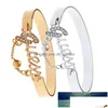 Bracelets à breloques Vente Bijoux Mode Femmes Accessoires En Métal Bracelet Lettre Alliage Avec Pendentif En Cristal Prix Usine Exp Dhgarden Dhwyw