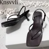 Summer Sandals Woman Flip Flops äkta läderskor Kvinnor Svart Beige Coffee Kitten Heel Gladiator Sandaler Kvinnor Sandalias X230523