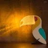 Luzes da noite Animais LED Mesa de acrílico de madeira clara Decoram para crianças crianças bebês lâmpada de cabeceira pelican baleia toucan home decoração