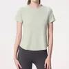 LL tenue de Yoga pour femmes sport à manches courtes Sexy haut court serré LL T-shirt gaze U dos beauté dos Fitness