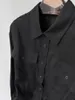 Women's Blouses Top Black Linen Lace-up Shirt