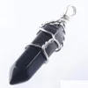 Pendant Necklaces Natural Gem Stone Beads Hexagonal Pointed Reiki Chakra Wire Wrapped Charm Jewelry Bn306 Drop Delivery Pendants Dhoam