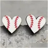 Stud Heart Sports Baseball Earrings Rugby Football Basketball Wood Fashion Accessories Drop Leverans smycken DHCRP