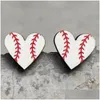 Stud Heart Sports Baseball kolczyki rugby piłka nożna koszykówka drewniana moda