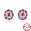 Vintage Ruby Diamond Stud Earring 925 Sterling Silver Engagement Wedding Earrings for women Bridal Statement Party Jewelry