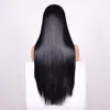 Perucas dianteiras de renda para mulheres pretas cabelos lisos lisos de renda de renda longa seda reta Natural Wig Resistente a fibra