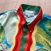 Mäns avslappnade skjortor oljemålning tryck casablanca långärmad skjorta havssolnedgång landskap semesterficka skjorta T230523