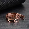 Bracelets Magnetic Copper Bracelet Men's Black Carbon Fibre Health Energy Magnetic Therapy Bracelet Benefits 12mm Chain Bracelet Homme