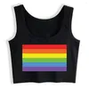 Frauen Tanks Crop Top Sport Regenbogen Flagge Lesben Bisexuell Lgbt Gay Pride Kawaii Inschriften Baumwolle Tops Frauen