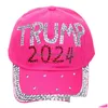 Top Caps 9 Styles 2024 Trump Elmas Beyzbol Kapağı Ayarlanabilir Denim Güneş Şapkası Spor Gündelik Pamuk Damlası Moda Aksesuarları H Dhgit
