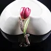 Broches Broches Nouveau Strass Broche Tulipe Marque De Luxe Rouge Rose Broche Couronne De Femmes Épinglette De Mariage Partie Emblème Bijoux Cadeau G220523