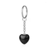 Keychains Pink Crystal Agate Heart Keychain 20mm Tiger Eye Stone Love Pendant Bag Pants Ladies Jewelry Accessories Wholesale