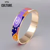 Bangle New Design Ethnic Colorful Enamel Gold Color Art Wide Stainless Steel Bangles for Women