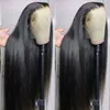 Pelucas de cabello humano con frente de encaje recto 13x6 30 32 pulgadas 180% Remy 13x4 peluca con cierre Frontal de encaje recto de hueso transparente para mujer