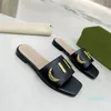 Women Slippers Designer Shoes Rubber Flat Sandals Leather Slides Summer Alphabet Slipper Golden Letter Loafers Classic Womens Flip