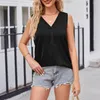 Blusas de mujer, chaleco suelto de longitud media, jersey de verano con cuello en V, camiseta sin mangas, camiseta sin mangas de Color sólido, ropa femenina para mujer