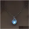 Pendant Necklaces Romantic Heart Necklace Luminous Transit Bead Creative Party Decoration Jewelry Gift For Mothers Day Drop Delivery Dhqrf