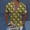 Herren T-Shirts Männer Casual Kurzarm Frühling Sommer Umlegekragen 3D-gedruckte Arbeitsoberteile Tunika-Hemd Workout