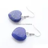 Dangle Chandelier Natural Lapis Lazi Beads Stone Earrings For Women Romantic Heart Shaped Pendant Hanging Earring Fashion Jewelry Dh8Pz