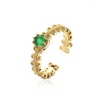 Fedi nuziali Mafisar Fashion Green Crystal Jewelry 2023 Trendy Gold Color CZ Geometric Open Ring For Women Girl Party Gift