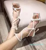 Dress Shoes Lace-Up Stilleto Women Sandals Woman High Heels Fashion Square Toe Ankle Cross Thin Ladies