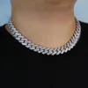 Naszyjniki 15 mm szerokość Miami Cuban Link łańcuch Choker Naszyjnik mrożony Hip Hop Cubic Crirconia CZ Kobiet Mężczyzn biżuterii 16 '' '18' '