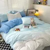 Conjuntos de cama Conjunto de cama de estilo coreano Gradiente de quatro peças Chapa colorida Chapa de capa de broga de edreca conjunto de edredão duplo