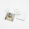 Porte-clés Longes Sublimation Porte-clés En Bois Blanc Double Face Transfert De Chaleur Carré Pendentif Diy Cadeau Porte-clés Drop Delivery Fash Dh2Ug