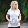 Zwangerschapstoppen T-plus size grappige zwangerschapst-shirt baby aan boord patroon afdrukken zwangere vrouw t-shirt tops zwangerschap korte mouw t-shirt kleding T230523