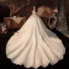 Eleganta bröllopsklänningar en axel med knapp snörning tulle rygglöst ärmlöst sveptåg glänsande lyx brudklänningar 2023 nya