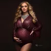 Maternity Dresses Maternity Photo Shoot Photography Dress For Women Sequins Bodysuit Private Photos Sexy Shiny Long Sleeve Jumpsuit Props Costumes T230523